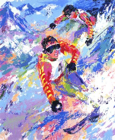 Leroy Neiman Skiing Twins